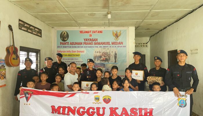 Brimob Polda Sumut, Pelukan Hangat untuk Anak Panti dan Masyarakat Aksi Humanis Minggu Kasih