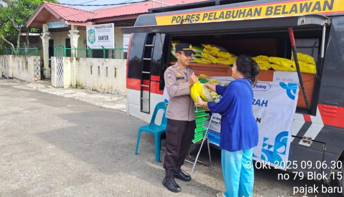 Beras Murah Diserbu Warga! Polres Pelabuhan Belawan Tebar 3 Ton SPHP dari Bulog