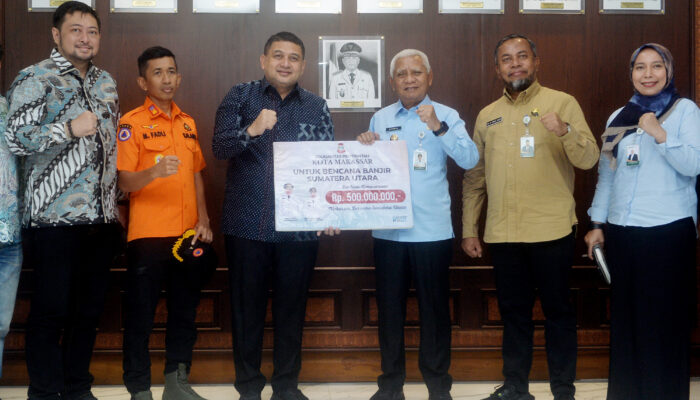 Wagub Sumut Terima Bantuan Bencana dari Pemko Makassar