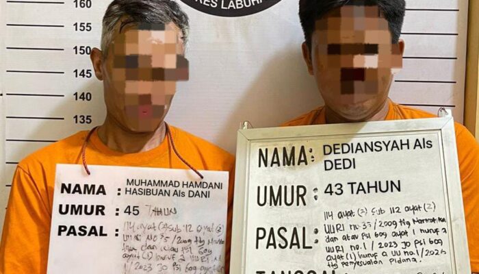 Sabu Antarwilayah Digagalkan di Labura, Dua Pria Diciduk Polisi Saat Bawa Puluhan Gram Narkotika