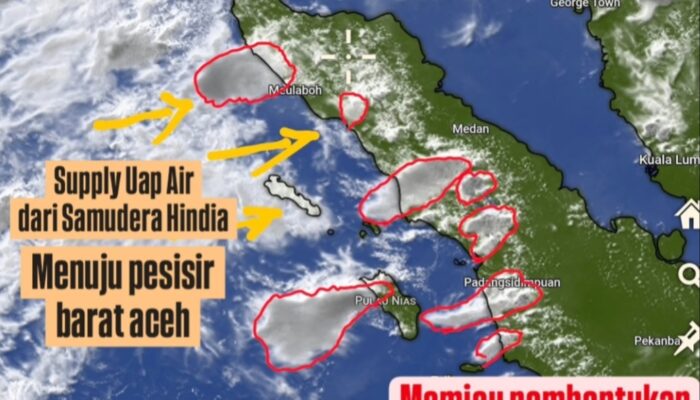 Sistem Siklonik 70B di Laut Andaman Bergerak ke Utara, Warga Aceh dan Sumut Diminta Waspada