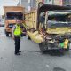 Truk Box Diduga Hilang Konsentrasi, Tabrak Dua Dump Truk yang Sedang Antre Solar di Perbaungan