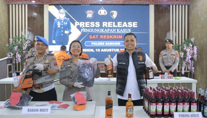 Polres Samosir Ungkap 7 Kasus yang Jadi Sorotan, Mulai Pembalakan Kayu hingga Curanmor