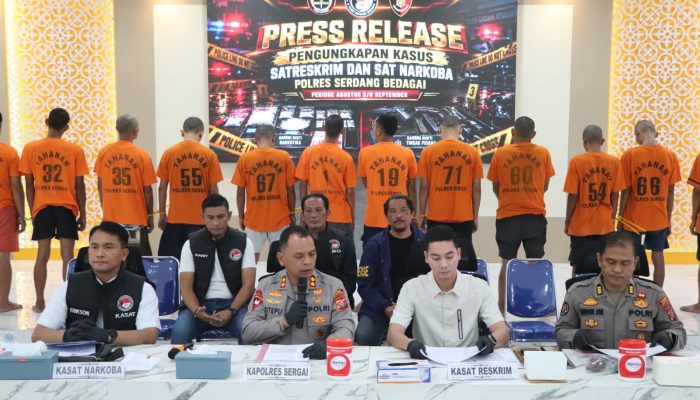 Polres Sergai Ungkap 27 Kasus Narkoba dan 5 Kasus Kriminal, Sabu hingga Pencurian Mobil Berhasil Diungkap